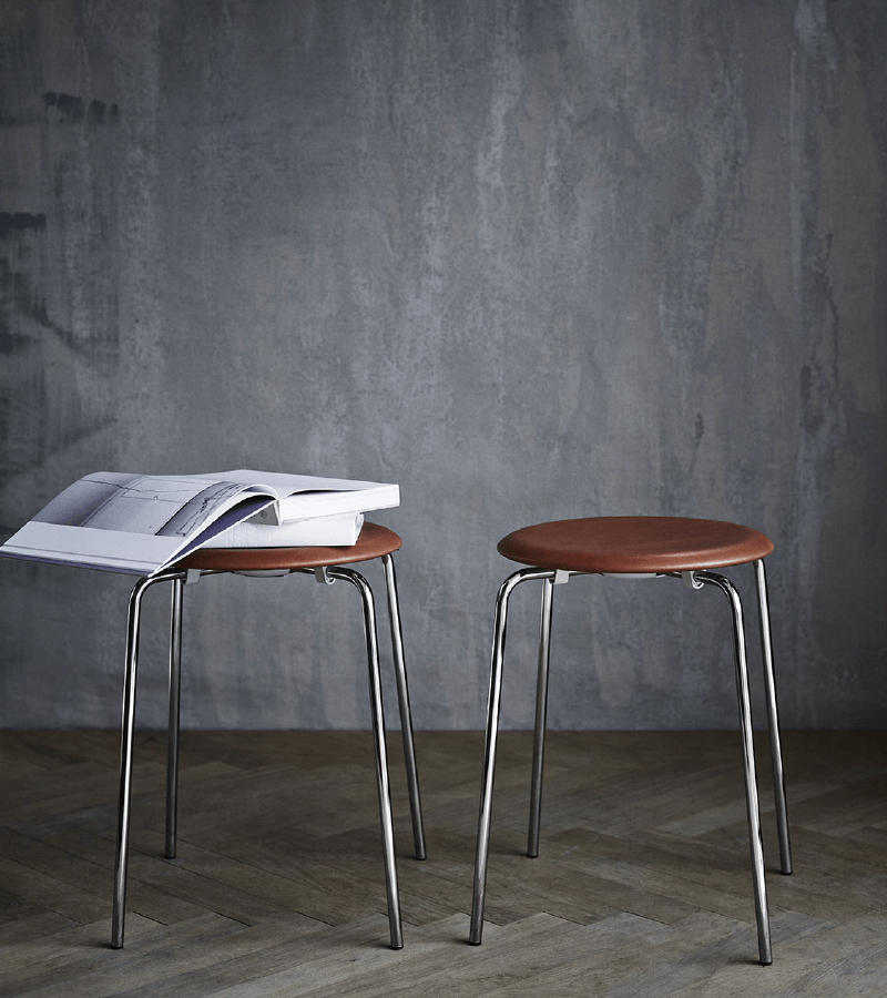 Dot Stool, Walnut Leather