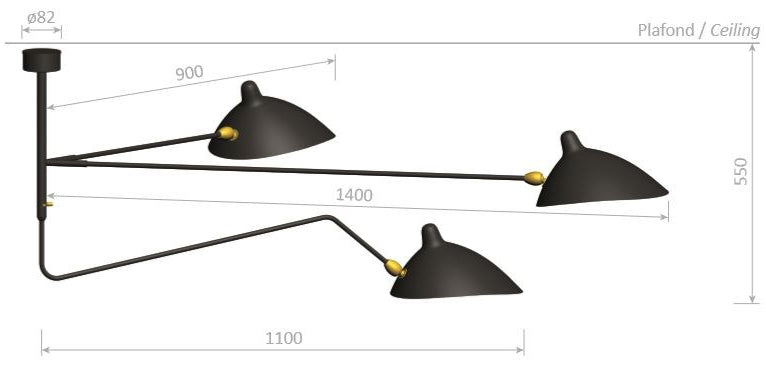 Rotating Sconce, 1 arm 2 rotation, black