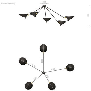 Ceiling Lamp Spider 5 Still Arms