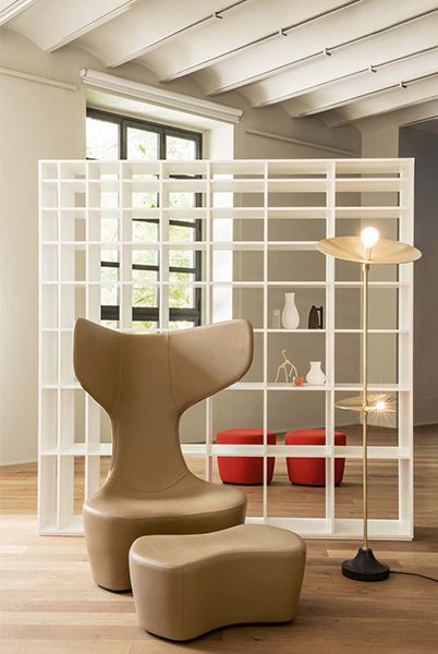 Drum Armchair in fabric/leather