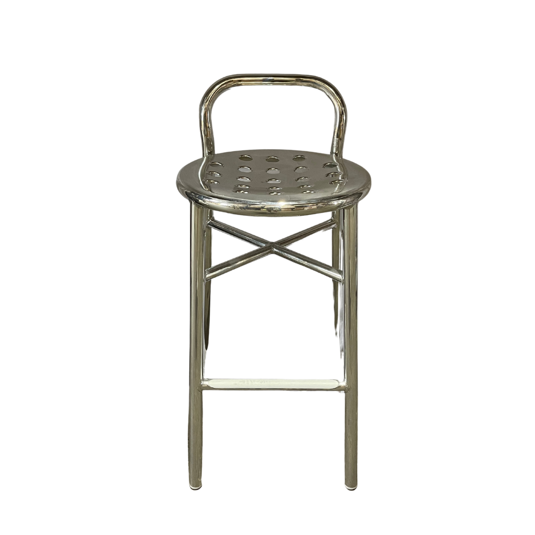Pipe High Bar Stool with Holes -Polished