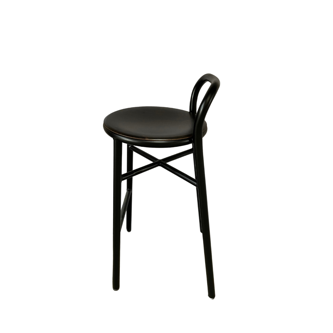 Pipe High Bar Stool with Holes - Timber