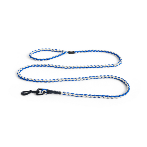 HAY Dogs Leash, Braided - Blue, Off-White