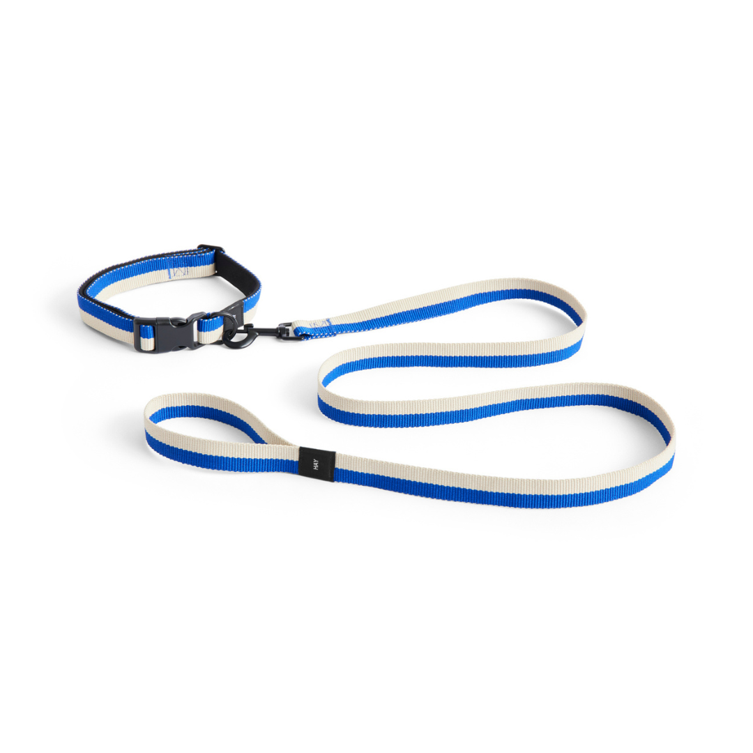 HAY Dogs Leash, Flat M/L - Blue, Off-White