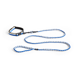 HAY Dogs Leash, Braided - Blue, Off-White