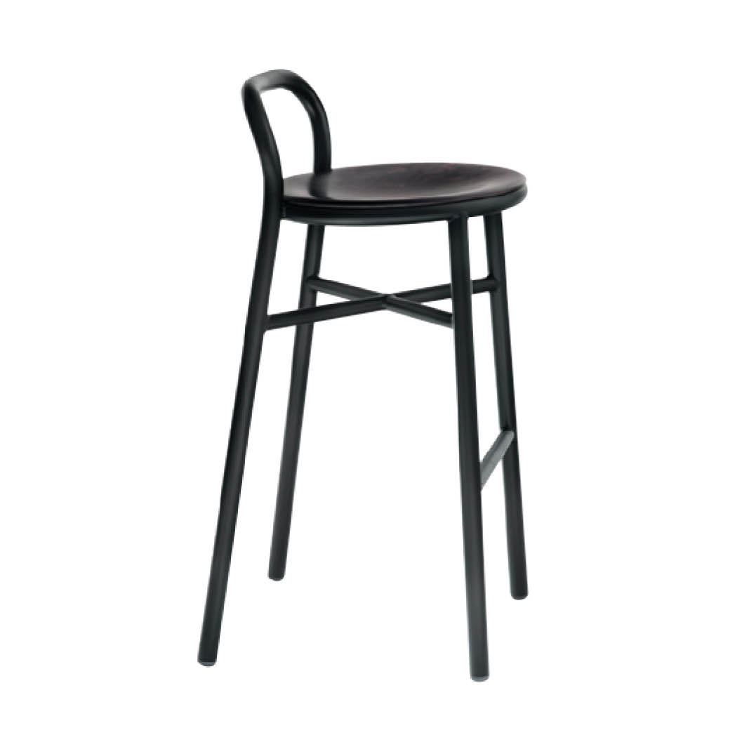 Pipe High Bar Stool with Holes - Timber