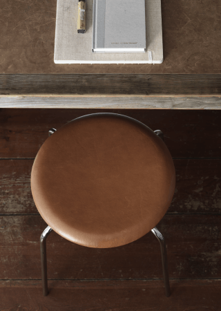 Dot Stool, Walnut Leather