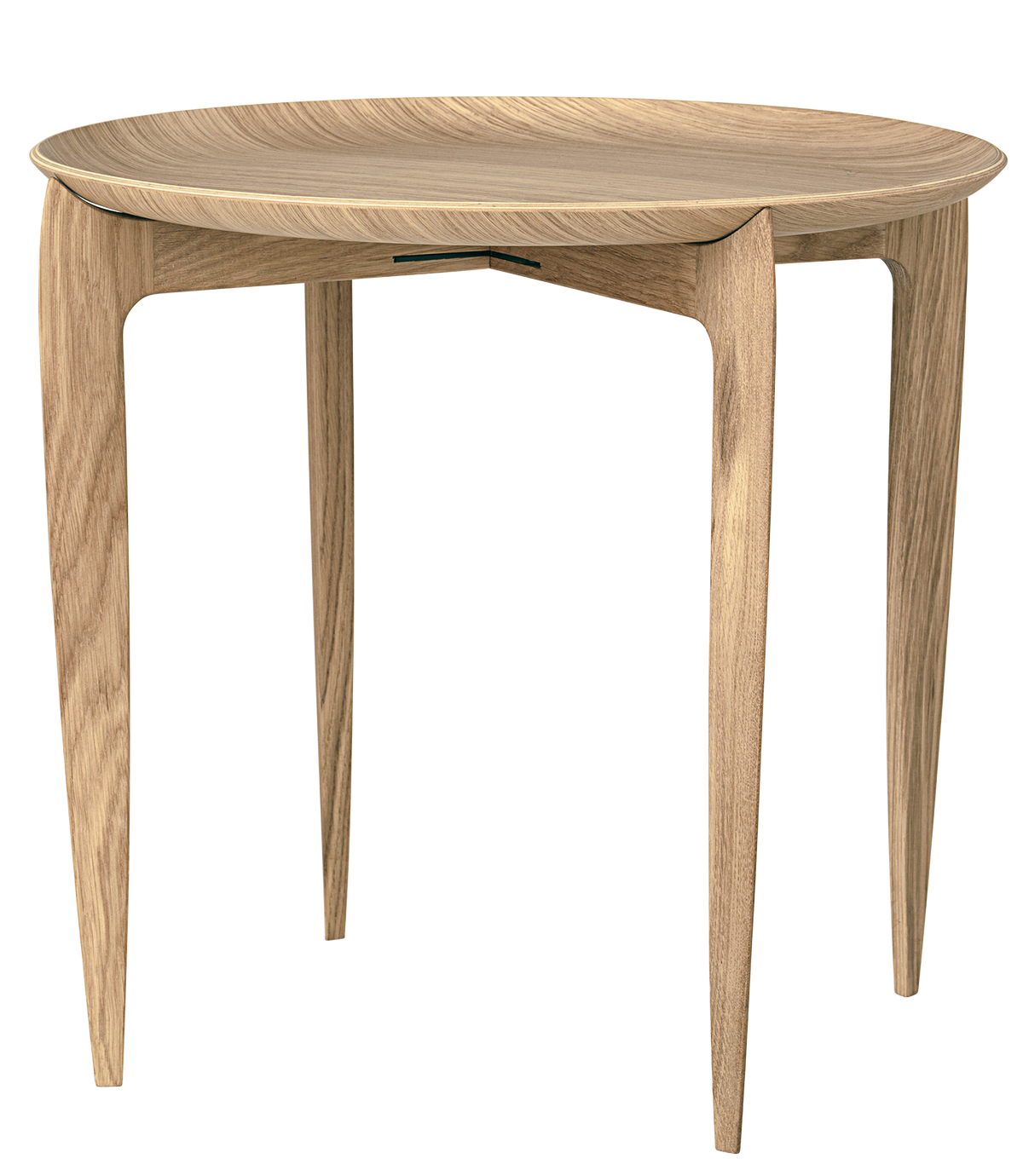 Foldable Tray Table, Oiled Oak 45cm Dia