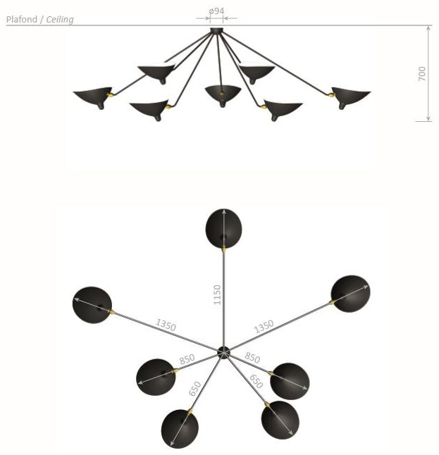 Ceiling Lamp Spider 7 Still Arms