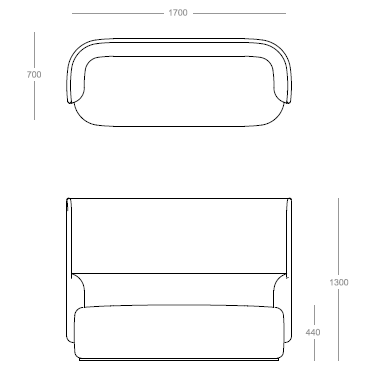 Mega Tulip 2 Seater  Square High Back