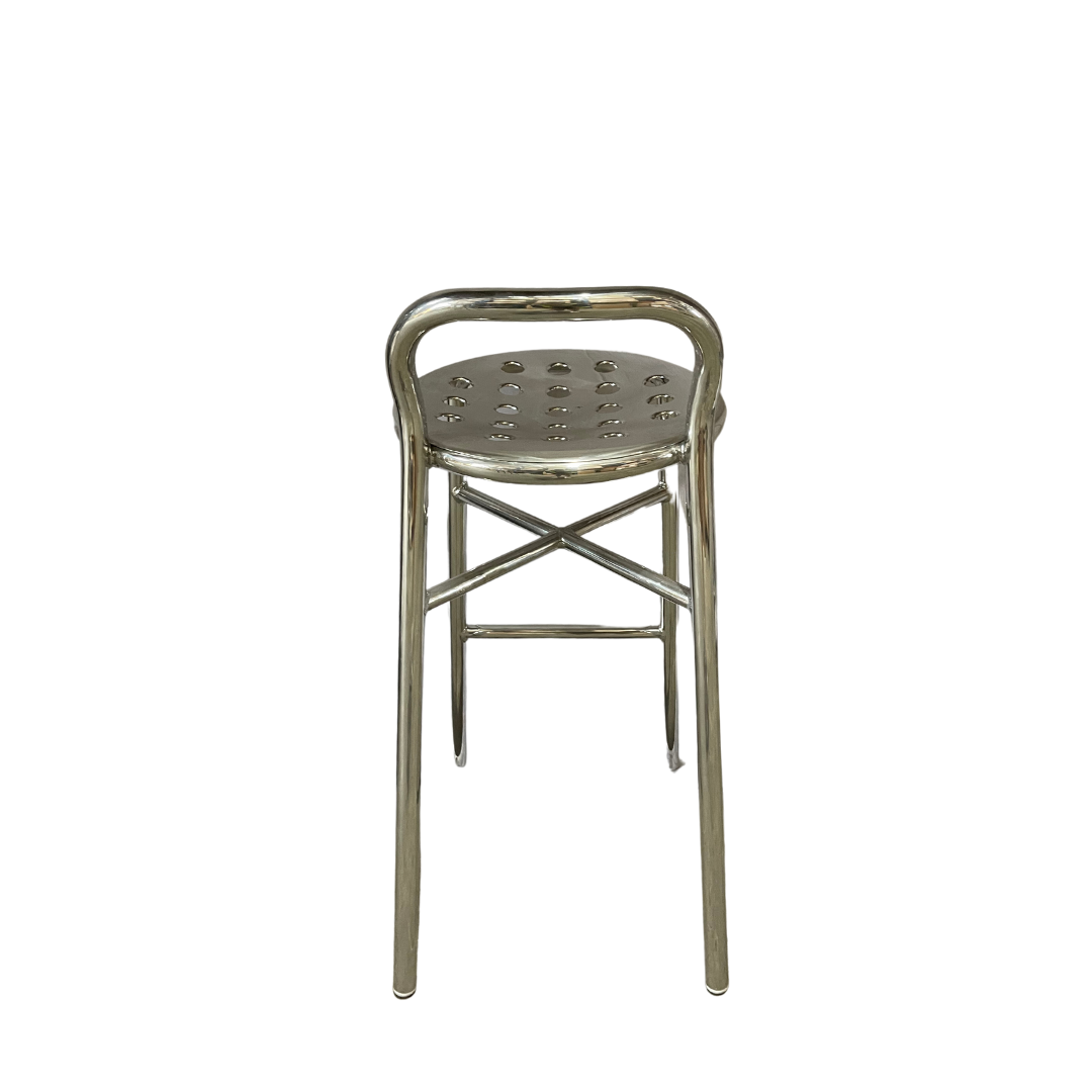 Pipe High Bar Stool with Holes -Polished