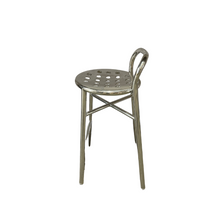 Pipe High Bar Stool with Holes -Polished