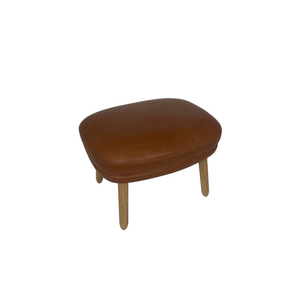 Ro Footstool Brown Leather by Fritz Hansen