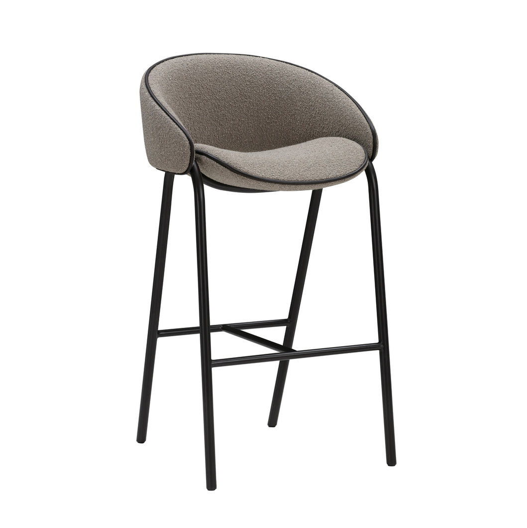 Folium Bar Stool with Leather Pipping