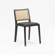 Boardwalk Chair Black Oak with Rattan Back & Upholstered Seat