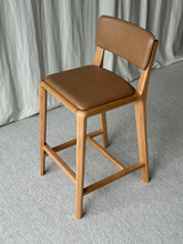 Boardwalk Stool with Backrest Oak with Upholstered Seat & Back