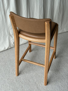 Boardwalk Stool with Backrest Oak with Upholstered Seat & Back