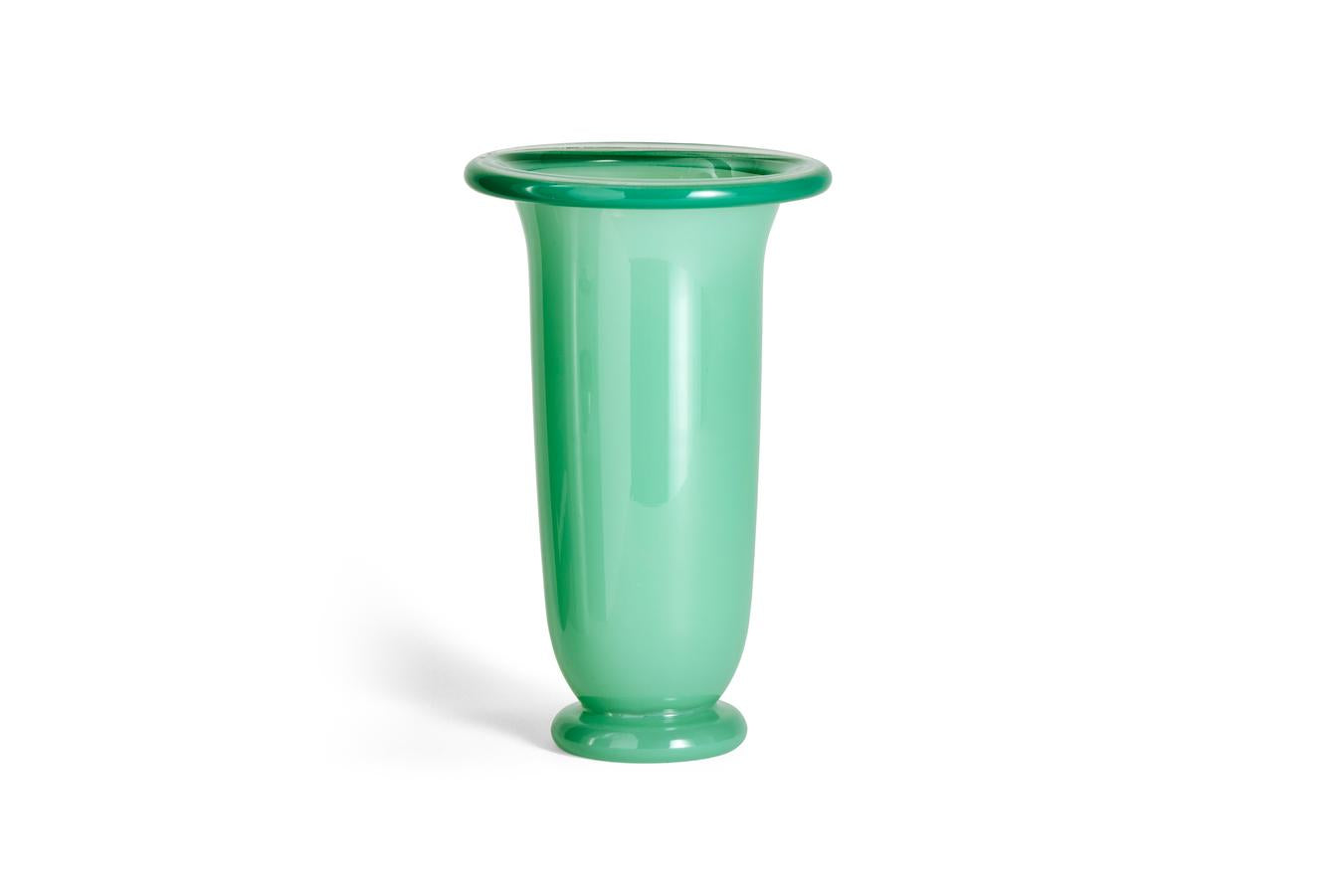 Empire Vase- L, Green w/ Dark Green Rim