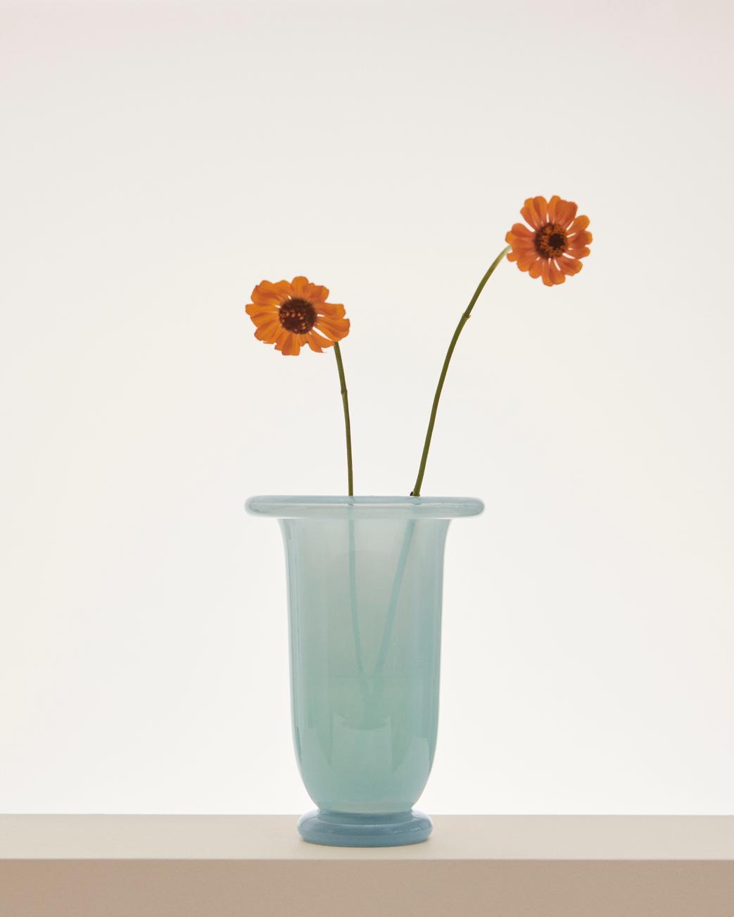 Empire Vase - Medium, Ice Blue with Blue Base